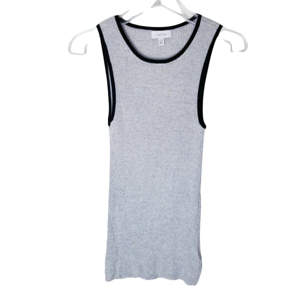Calvin Klein Knit Tank Top Women Size XS Silver Black